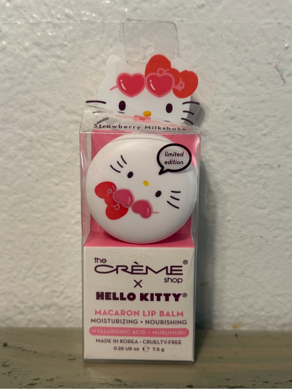 The Crème Shop x Hello Kitty Strawberry Macaron Lip Balm - White & Pink
